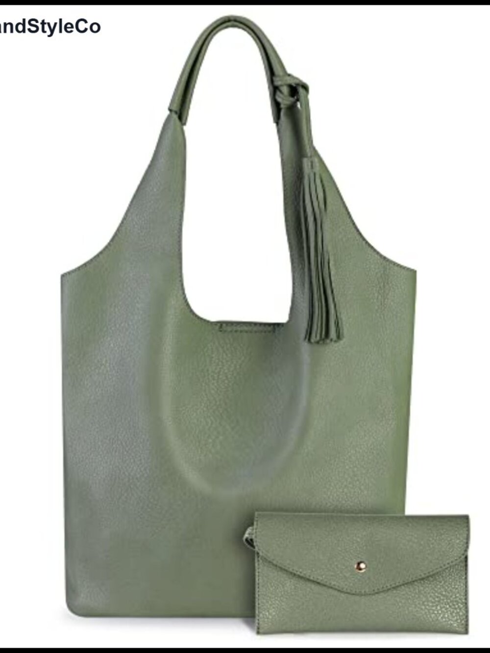 Large Slouchy Hobo Shoulder Bag with Matching Wallet Vegan Leather